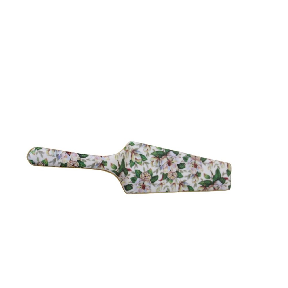 Formalities Magnolia Cake Server Porcelain Baum Brothers Vintage Floral 91537
